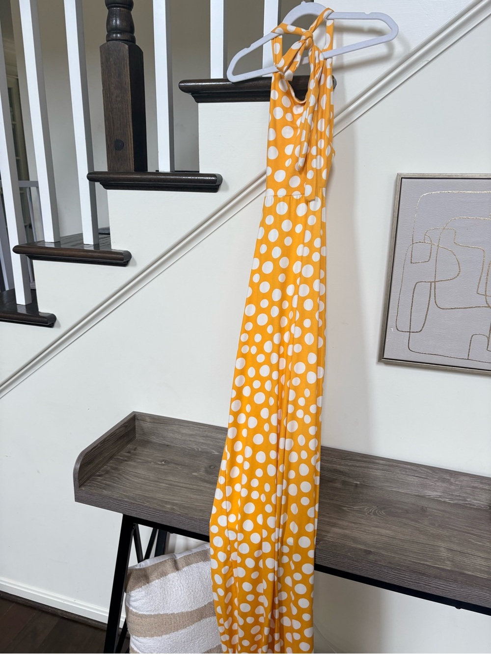 Halter top open back dress Yellow Polka Dot Halter Maxi Dress Sz S